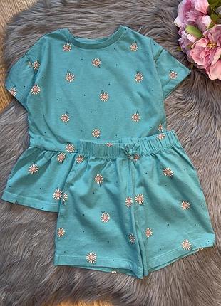 Стильний якісний бавовняний костюм комплект в квіточку на дівчинку 3/4р george