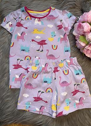 Гарна якісна бавовняна піжама з яскравим принтом на дівчинку 2/3р mothercare