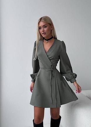 Женское платье на запах колеса хаки мод.459