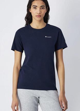 Футболка женская хлопковая champion темно-синяя (12345868)