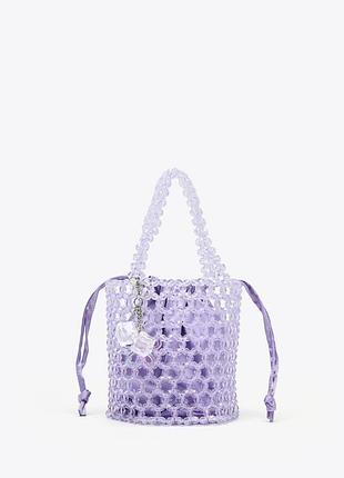New zara циліндрична сумка-мішок із намистинами сумочка з бісеру з брелоком зара 6888/510/190