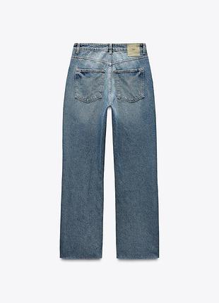 New сині джинси z1975 straight high waist zara джинсы с высокой