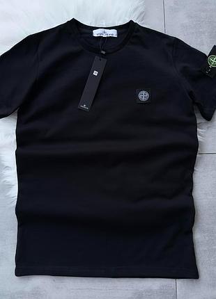 Футболка мужская stone island черная с патчем стон айленд