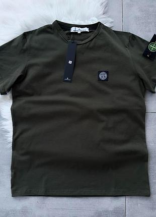 Футболка мужская stone island хаки с патчем стон айленд