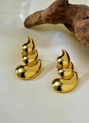 Серьги тройная капля нержавеющая сталь stainless steel