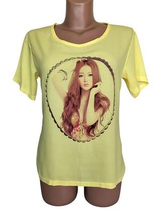 Женская шифоновая футболка блуза с портретом