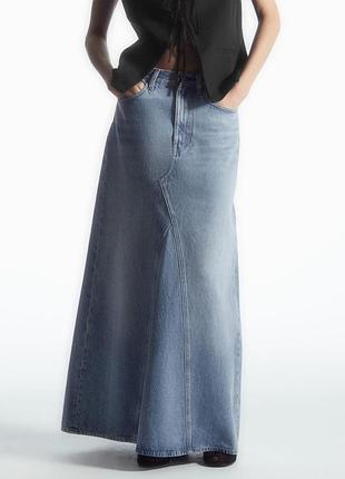 Джинсовая юбка макси denim maxi cos london.