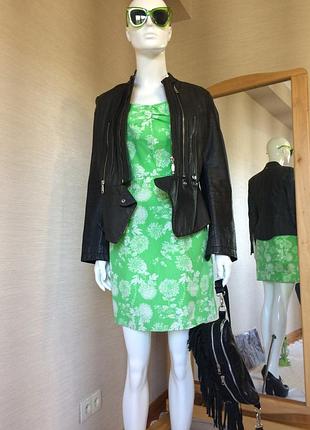 Платье женское зеленое цветочное принт