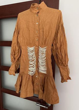 Лляна сукня в бохо стилі