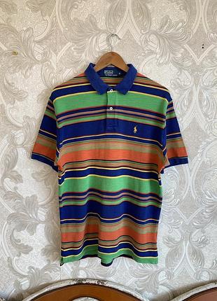 Різнокольорова футболка майка теніска джерсі мерч вінтажне поло polo ralph lauren striped vintage оригінал