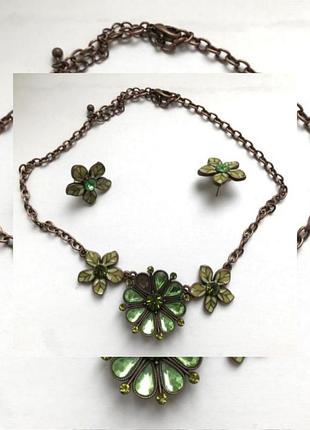 Сережки и подвеска набор бижутерия