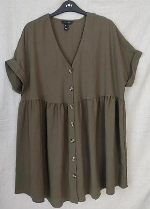 Туника оверсайз шелковая с оборкой new look раз 46