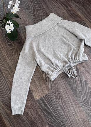 Серый мирор h&amp;m кофта оверсайз с вкраплениями шерсти и альпаки