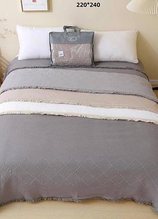 Покривало вафелька з бахромою, євро