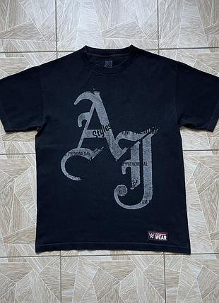 Футболка rare wwe aj styles big logo m 2018 black i am phenomenal  authentic wear y2k