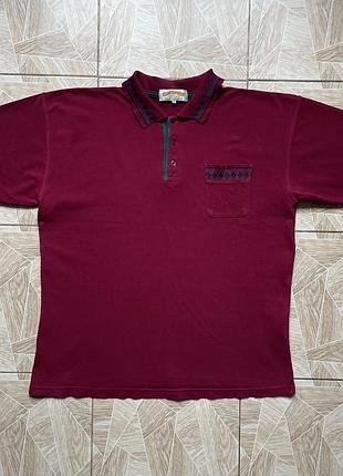 Поло vintage james pringle weavers british isles burgundy polo shirt xl green trim