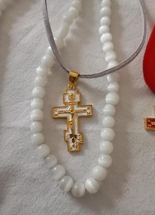 Крестик с эмалью нательный