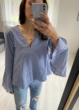 Неймовірно красива блуза zara ,в клітинку,розмір м,