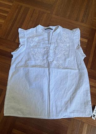 Нова бавовняна блуза сорочка з вишивкою dunnes s 36 uk 🇬🇧