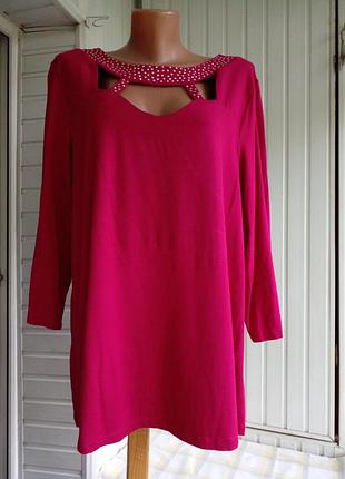 Вискозная трикотажная 👚блуза лонгслив большого размера батал