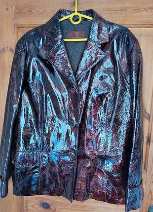 Куртка-піджак,натуральна шкіра лакована.виробництво турція.