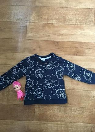 Легкая и тёплая кофточка disney микки 1-1,5 годика