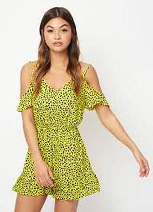 2+1=4 стильный желтый леопардовый ромпер комбинезон с шортами george, размер 46 - 48