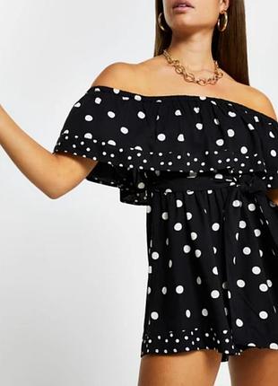 2+1=4 невероятно стильный черный ромпер комбинезон с шортами river island, размер 44 - 46