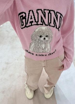 Шерстяной розовый свитер ganni