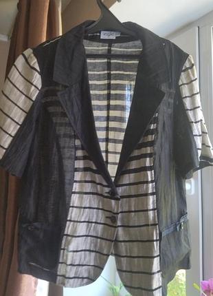 Льняной женский пиджак с кошенями, черные и серые цвета, финского бренда voglia, размер 44