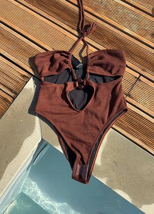 Купальник суцільний коричневий з камінцями