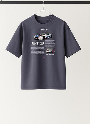 Мужская футболка с принтом на каждый день в сером цвете premium качества