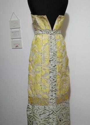 Шёлк в составе роскошное вечернее платье бюстье золотое длинное стройнящее качество!6 фото