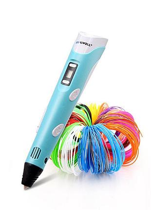 3d ручка smart 3d pen 2 c lcd дисплеем, интересная ручка 3д для детей, оригинальная. цвет: голубой