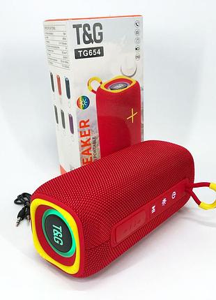 Портативная bluetooth колонка tg654 8w с подсветкой, блютуз колонка для улицы. цвет: красный