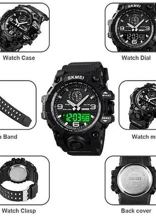Часы наручные мужские skmei 1586bk black, водонепроницаемые мужские часы, часы спортивные. цвет: черный