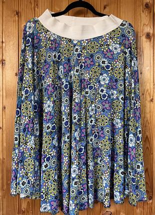 Спідниця трикотажна сонцекльош в квітковий принт