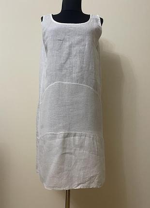 Жіноча коротка лляна сукня білого кольору італія s/ m