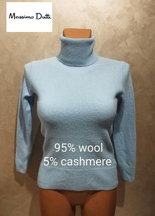 Massimo dutti шерстяной гольф с добавлением кашемира голубого цвета, размер xs