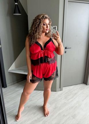 Жіночий комплект піжама | шорти та пенюар | 735