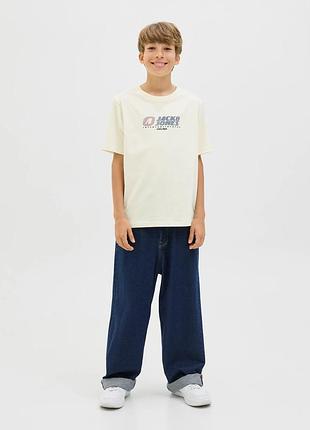 Футболка jack &amp; jones мальчик 152 см (12 р) молочный 100% хлопок нова
