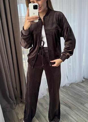 Велюровий спортивний костюм жіночий повсякденний базовий на осінь осінній сірий зелений чорний коричневий на блискавці батал