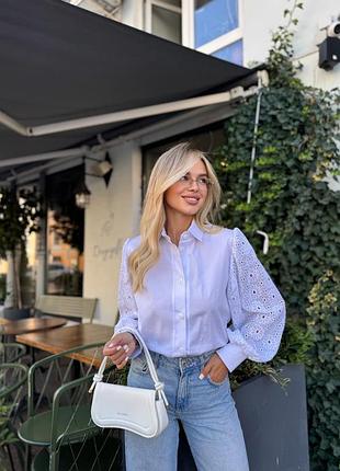 Біла сорочка котон + мереживо