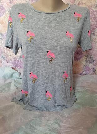 H&m футболка фламинго паетки