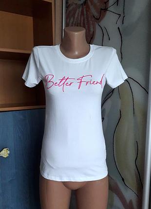 Тонкая, эластичная футболка с объёмным принтом, 42-44, хлопок, лайкра, buse