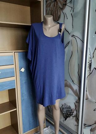 Тончайшая удлинённая футболка астметричного кроя, 48-50, хлопок, натуральная вискоза, michael kors