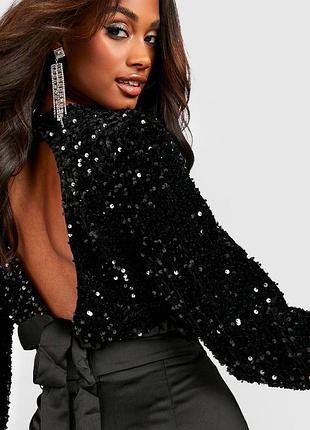 Блуза топ в пайєтках з відкритою спинкою