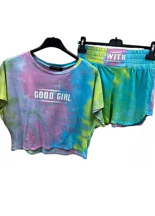 Легкий, стильний костюм із шортами, 100% бавовна, турція, р. l/xl, наш 44-48