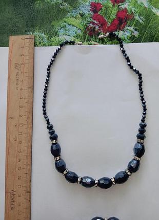 Бусы ожерелье колье женское нарядное черное из гематита