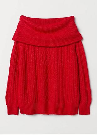 Светр червоний теплий з відкритими плечима